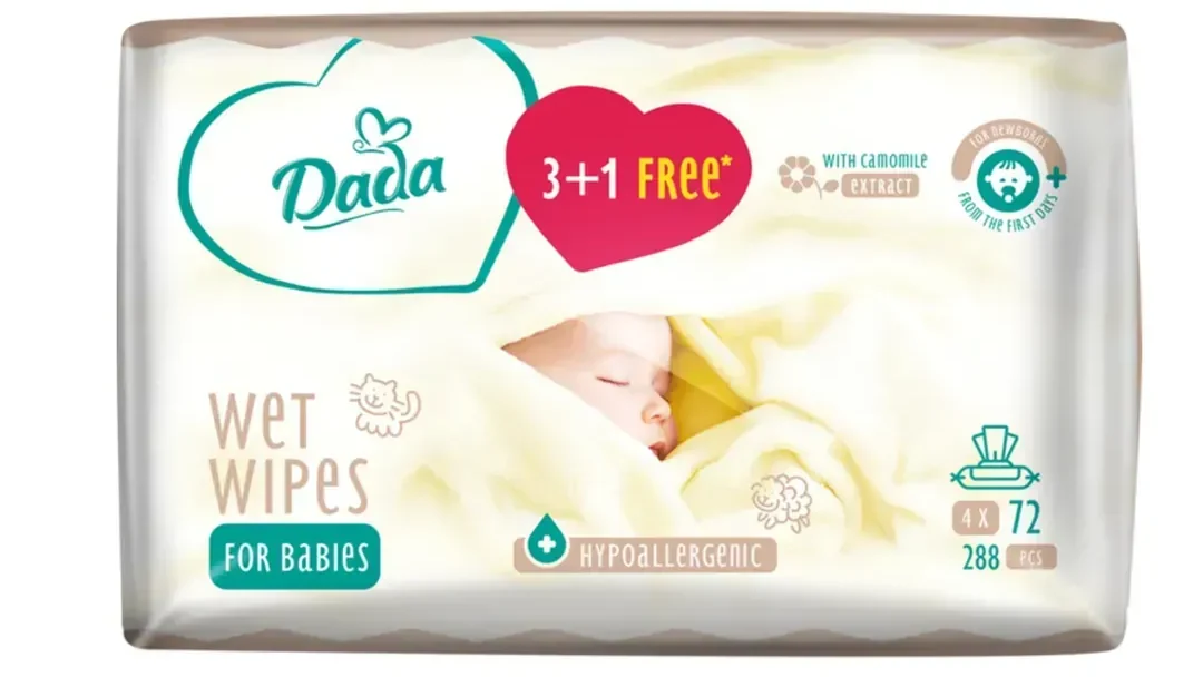 Вологі серветки Dada 3+1 з екстрактом ромашки