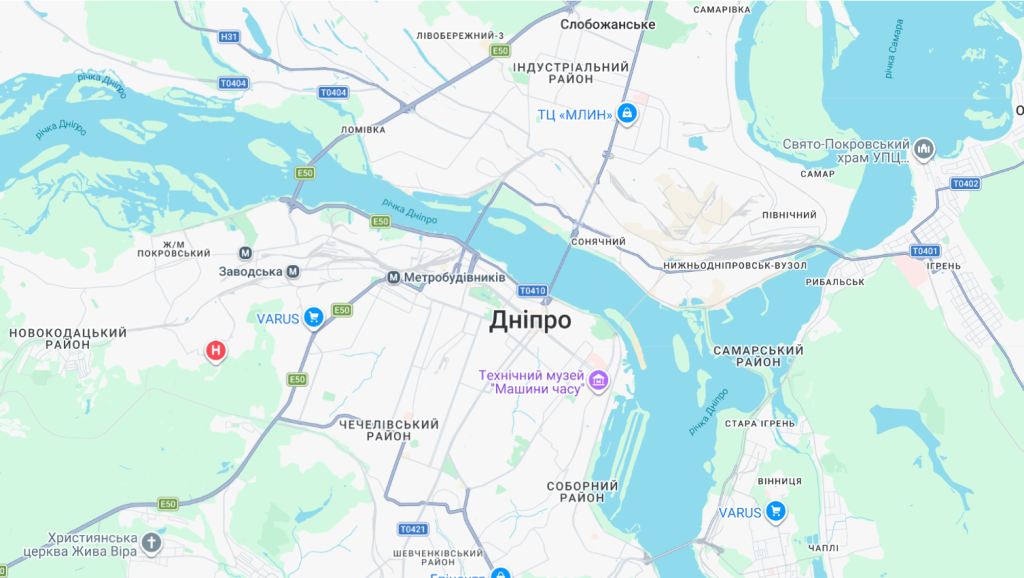 карта Днепра