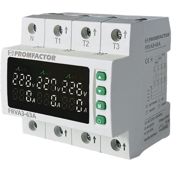 Трифазне реле контролю напруги та струму FRVA3-63A