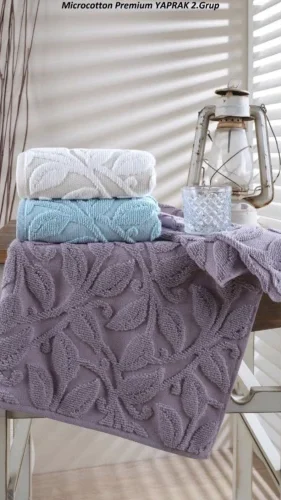 Набір 3 шт банних махрових рушників 70*140 см microcotton premium Yaprak 2