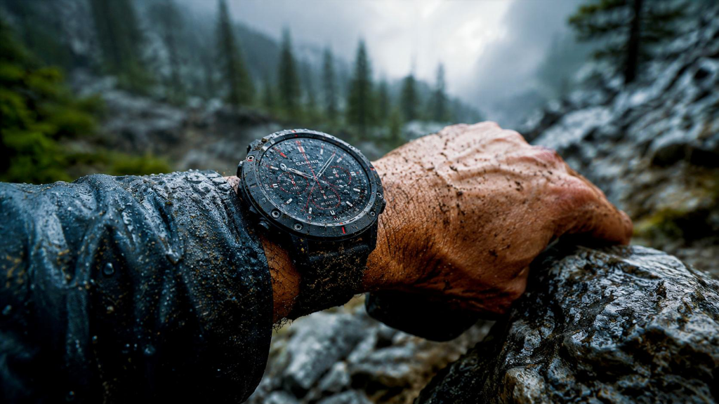 Защищенные часы Garmin под дождем